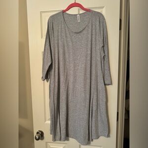 Long grey dress with three quarter length sleeves
